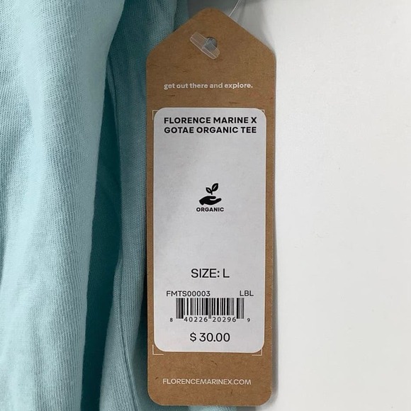 NEW Florence Marine X Size Large GOTAE Organic T-Shirt Light Blue Tee $30 M12-3 - Picture 9 of 10